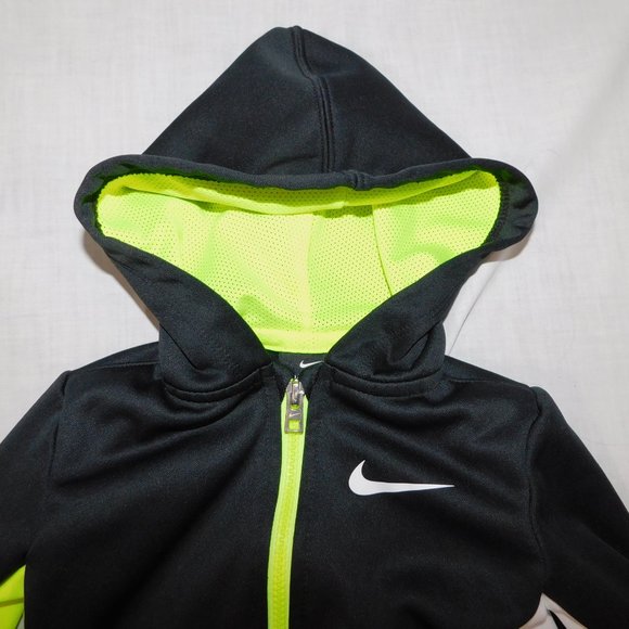 Nike Black White Yellow Hooded Full Zip Track Jacket 18 months - Picture 2 of 7